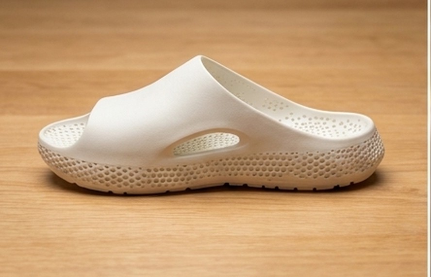 A finished custom 3D-printed sandal